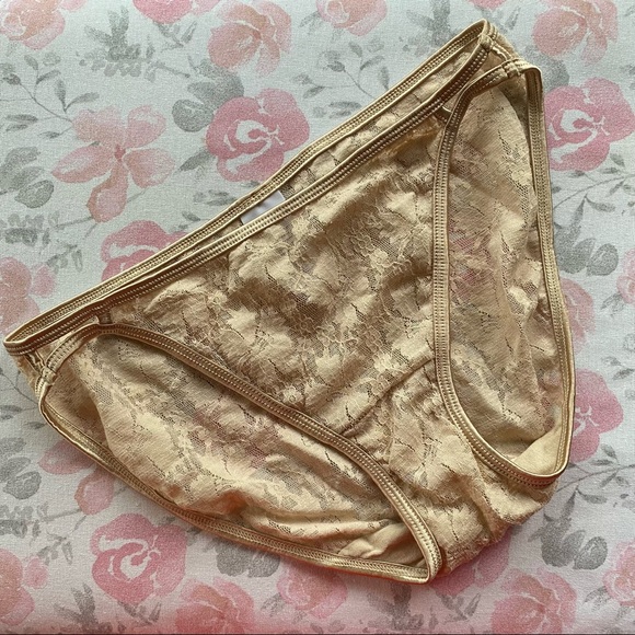 Vanity Fair 7/L Nylon Gusset Lining Lace Nude Panties - Picture 1 of 5